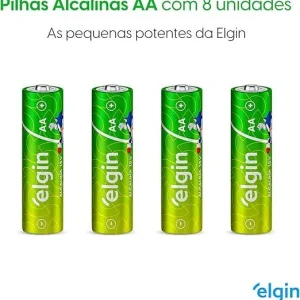 Pilha Alcalina AA com 8 unidades Elgin