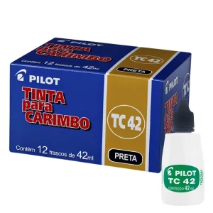 Tinta Para Carimbo Pilot 42ml Tc42 Preta - Caixa Com 12 Unidades